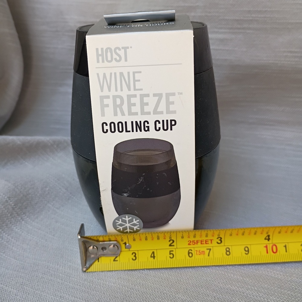 Host Wine Freeze Cooling Cup Black 8.5 Oz Insulated Stemless Wine Glass NWT